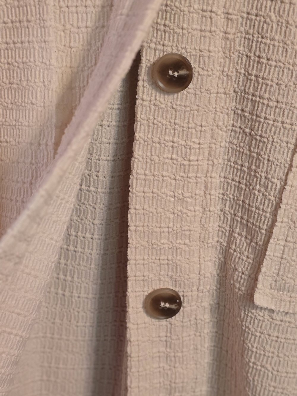 Purple Lava Oversized Cream Waffle Knit Button-Up Shacket - Size M - Picture 3 of 7
